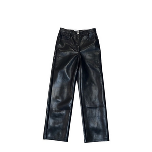 Wilfred Aritzia Melina Black Faux Leather‎ Straight Leg Pants
